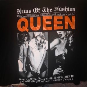 black & orange graphic shirt